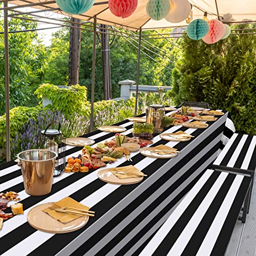 Black and White Striped Tablecloth Roll 100 Ft Carnival Party Decor