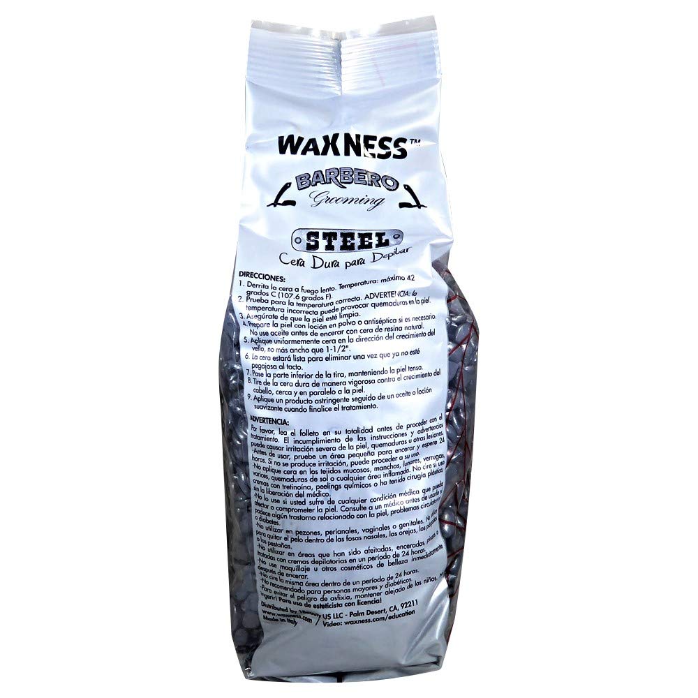Waxness Barbero Steel Hard Wax Beads 2.2 lb (1 kg) – Stripless Hard Wax for Men’s Grooming, Effective on Coarse Hair, Smooth Application, Professional Use – Made in Italy