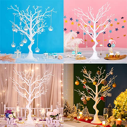 White Artificial Tree Centerpiece for Weddings and Parties - 2.5ft with 10 Branches - Easy Assembly