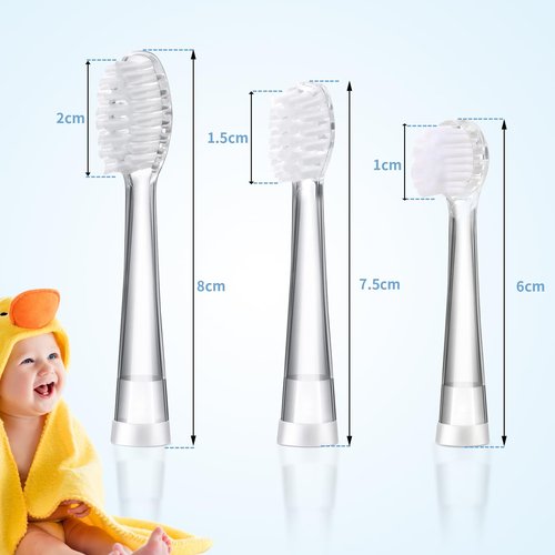 KOPBTBOY Kids Toothbrush Replacement Heads Compatible with Seago SG-513/SG-977/EK6, Compatible with Dada-Tech-BB1/977/K6,Compatible with Brush-Baby WildOnes/KIDZSONIC(18-36 Month)