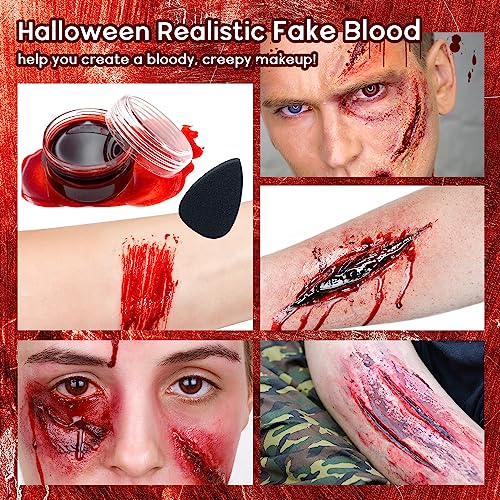 Halloween Special Effects Makeup Kit with Bruise Colors, Scar Wax, Fake Blood & Latex