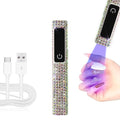 HEVOY Crystal Rhinestone UV Nail Lamp, Artificial Bling Handheld UV Light for Nails, Portable Mini Nail Light with 2 Timer and LED Display, Rechargeable USB Nail Dryer for Fast Curing Gel Polish