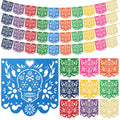 Dia De Los Muertos Decorations 4 Pack Felt Papel Picado Banners - Colorful 40 Feet