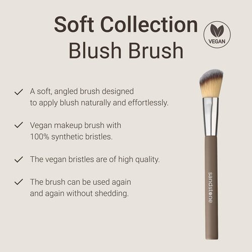 Sandstone Scandinavia Blush Brush – Soft Makeup Brush for Even, Natural Color Application – Ultra-Soft Vegan Bristles – Cruelty-Free