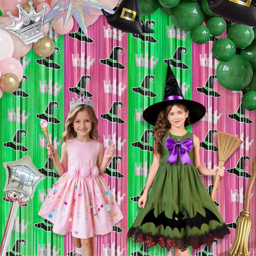 2 Pack Witch Foil Fringe Curtains Backdrop Halloween Party Decorations - 6.6 x 6.6 ft