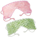 LazyGa Natural Jade Eye Mask and Rose Quartz Eye Mask Set - Soothing & Relaxing Alleviate Puffiness and Migraines with Cooling and Warming Therapy (2 Pcs)