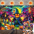 Halloween Pumpkin Photography Backdrop 8x6FT Colorful Spooky Moon Skull Graveyard Scene with Variation 96x72