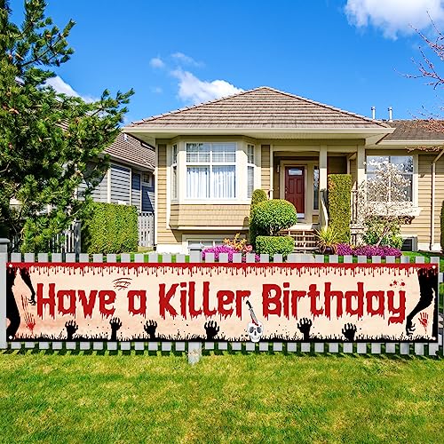 Halloween Birthday Banner - Spooky Vampire Horror Yard Decor for Parties