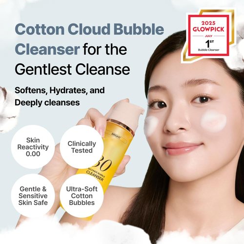 MENOKIN Cotton Cloud Bubble Cleanser - Brightening Vitamin C Face Wash for Dull Skin & Dark Spots | Hydrating, Low pH, 5.07 fl. oz
