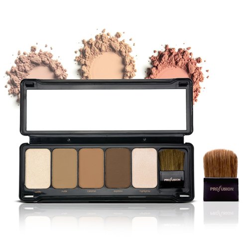 Profusion Cosmetics Contour Palette - 5 Highly Pigmented Shades for Highlighting, Bronzing & Contouring | Travel-Friendly Kit