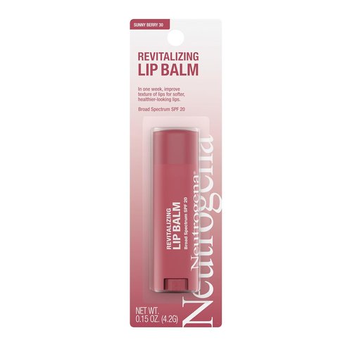 Neutrogena Revitalizing Tinted Lip Balm - SPF 20 Moisturizing Formula for Soft, Healthy Lips | Sheer Sunny Berry, 0.15 oz