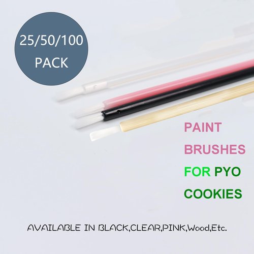 PYO Cookie Paint Brush Disposable Lip Brushes Mini Paint Brush Cookies Disposable Nail Polish Brush Paint Your Own Cookie Food Safe Paint Brushes Mini Paint Brushes Cookies (50, Wooden)