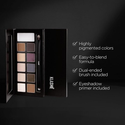Klasme Dark Night Eyeshadow Palette - 10 High-Pigment Shades for Smoky Eyes | Matte & Shimmer Finishes