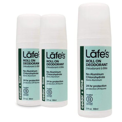 Lafe's Natural Deodorant - Aluminum-Free Cedar & Lime Roll-On | 3 Ounce | 3 Pack