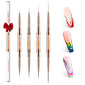 modelones Nail Art Brushes, Super Fine Liner Nail Brush Kit Dual-ended 7/11/15/20mm for Gel Polish Thin Lines, Precise Details, Fine Drawing Painting Design Acrylic Rhinestone Handle Salon & DIY Use