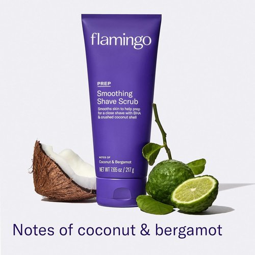 Flamingo Shaving Prep and Post Care Set for Women - Smoothing Shave Prep Scrub and Soothing Post Shaving Serum - Glow Shave Collection