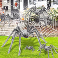 Halloween Gray Spider Decorations Set - 5 Realistic Plush Spiders with Adjustable Legs