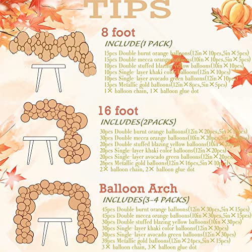 Fall Balloon Arch Kit for Thanksgiving & Autumn Party Decor - 102pcs