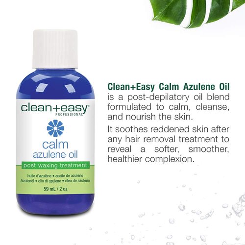 Clean + Easy Post Waxing Treatment, Azulene Oil – for Sensitive Skin, Soothes Irritation & Removes Wax Residue After Hair Removal, After Wax Care, 2 oz