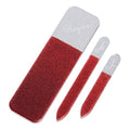 Regine Switzerland 3pc Nano File Set: Professional Heavy Duty Glass Nail Files with Case Kit - Reusable Crystal Fingernail Manicure and Pedicure Tools for Men, Women, and Adults (Red Shimmer)