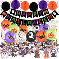 Halloween Decorations Banner Kit with Garland, Honeycomb Balls & Streamers for Party Indoor