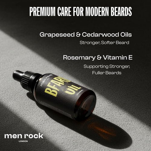 Men Rock Beard Oil - Original Grapeseed & Vitamin E Formula - 1 oz Facial Hair Conditioner