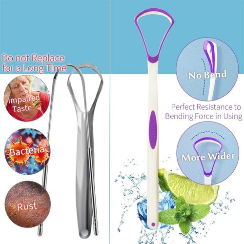 Skiennix Tongue Scraper - 100% BPA Free Oral Care Tool with Travel Case | 4 Pack for Adults & Kids