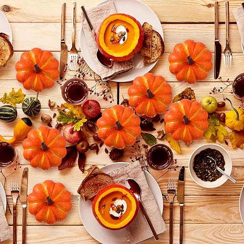Orange Artificial Pumpkins 48 Pack - 4 Inch Fall Decor Foam Pumpkins