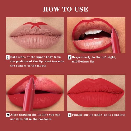 Miss Demi 12-Color Sculpting Matte Velvet Lip Liner Set - Creamy Pigmented Soft Pencils for Women