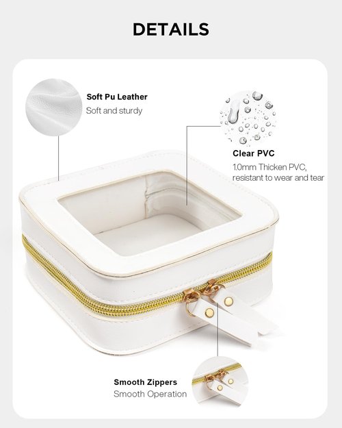 LETGO Mini Makeup Bag,Clear Makeup Bag Cute Travel Makeup Case Pouch Purse Essentials Car Accesories for Women,Travel Essentials Organizers (White, Mini)