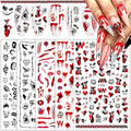 Halloween Nail Decals Set - 5 Sheets Blood, Ghost, Clown, Vampire Designs for Spooky Nail Art