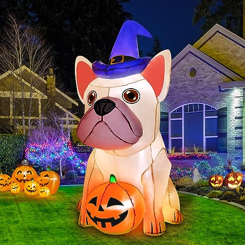 5Ft Halloween Inflatable Yard Decoration with Bright LEDs & Witch Hat - Bulldog