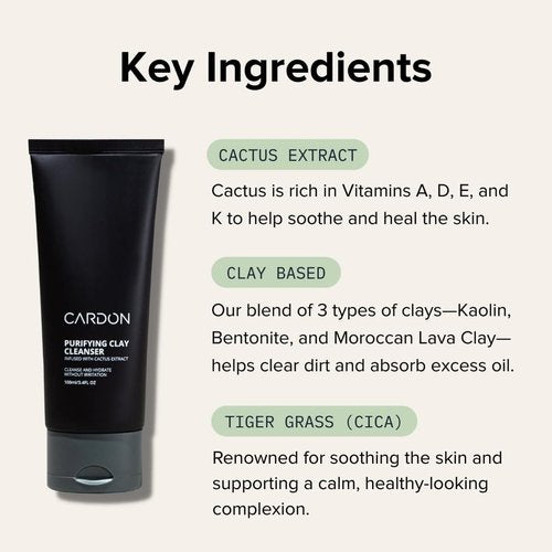 Cardon Men's Deep Pore Cleaning Clay Face Wash - 4X Better Than Charcoal for Oily Skin | Korean Premium Care (1 CT)