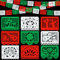 Mexican Independence Day Red Green White Papel Picado Banner - 15.8ft