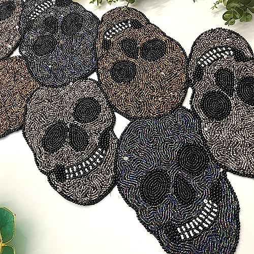 Handmade Bead Table Runner - Halloween Skull Fall Decor