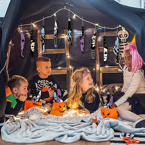Blue Horror Movie Decor Knife Hanging Ornaments - Halloween Tree Decorations, 12pcs