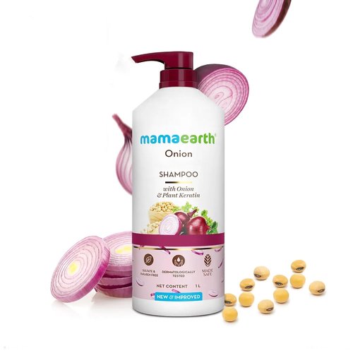 MAMAEARTH Onion Shampoo - Nourishing Formula with Onion & Plant Keratin | 33.81 Fl Oz (1L)