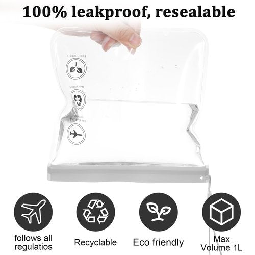 cobee 8 Pack TSA Approved Clear Toiletry Bags, Quart Size Carry on Airport Airline Compliant Travel Bag Makeup Cosmetic Bag Organizer Leak-Proof Airport Security Bag for Liquids, Cosmetics (Gray)