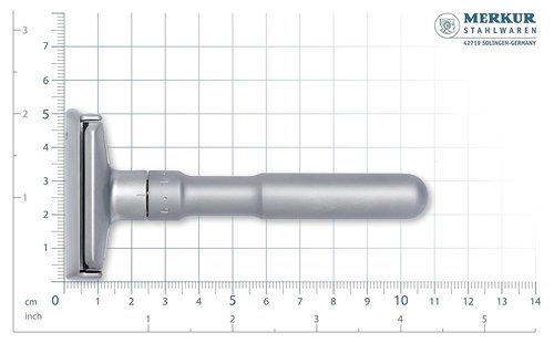 MERKUR FUTUR 700 Adjustable Double Edge Safety Razor - Matte Chrome, Adjustable Razor With Dial, Made in Germany, Plastic-Free, Snap-On Cap Design, Straight Bar