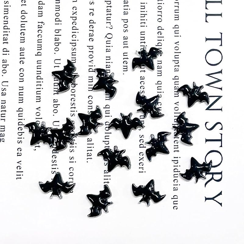SHUXILIN Black Halloween Bat Nail Charms 3D Resin Nail Rhinestones - 200pcs