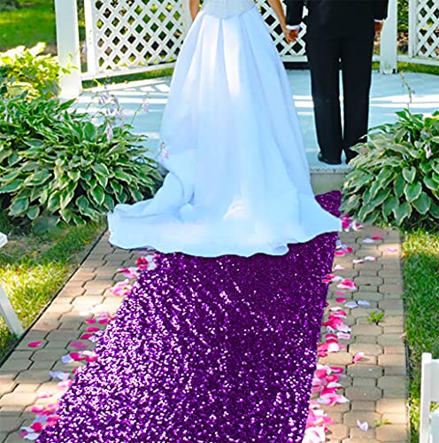 Purple Sequin Wedding Aisle Runner 15x2ft Carpet for Wedding Ceremony & Events - ShinyBeauty