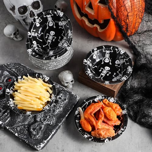 Halloween Disposable Skeleton Snack Bowls - Dancing Skeleton Design, 50 Pack, 16oz