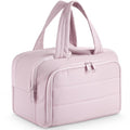 todbown Travel Toiletry Bag:  Large Capacity, 4 Compartments, Wet/Dry Separation, Ultra-Soft Lightweight Fabric & Anti-Spill Design for Travel,Gym,Gift(11.8" L) (Soft Pink)