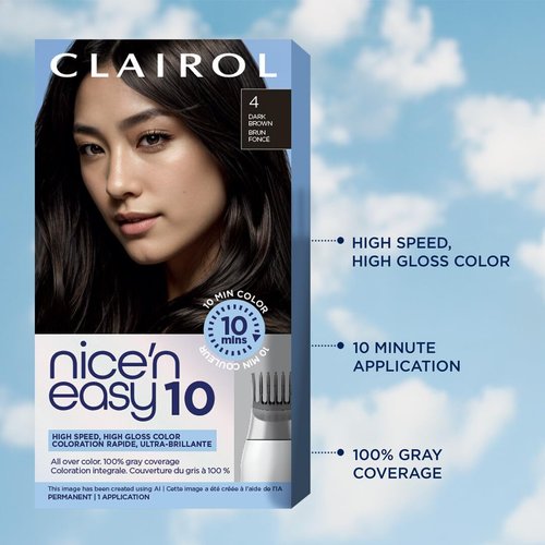 Clairol Nice'N Easy 10 Permanent Hair Dye - 5 Medium Brown Color | Pack of 1 for Gorgeous Hair