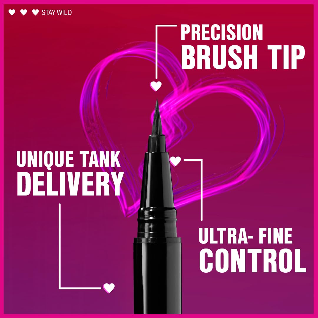 Wet n Wild Mega Last Liquid Eyeliner - Waterproof, Ultra-Fine Brush, 16-Hour Wear | Cruelty-Free & Vegan - Black