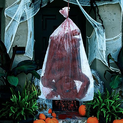 Halloween Bloody Half Body Hanging Prop with Bag - Creepy 29 Inch Decoration
