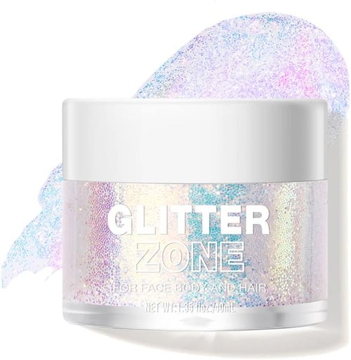 LANGMANNI Holographic Body Glitter Gel - Color Changing Vegan Formula for Face, Hair & Lips | 1.35 oz (Sparkling Pink)