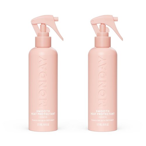Monday Haircare Smooth Heat Protectant with Keratin - 6 oz for Polished, Frizz-Free Hair | Pack of 2