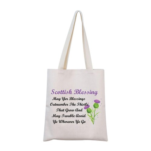 MNIGIU Scottish Thistle Makeup Cosmetic Bag Scottish Blessing Gift May Yer Blessings Outnumber The Thistle That Grow Travel Zipper Pouch (Scottish Tote)