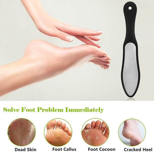 BEZOX Foot File - Double-Sided Callus Remover for Cracked Heels & Corns | Stainless Steel with Storage Bag